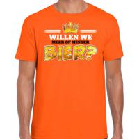 Koningsdag verkleed T-shirt voor heren - meer of minder bier - oranje - feestkleding - thumbnail