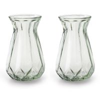 2x Stuks Bloemenvazen - helder/transparant glas - H15 x D10 cm