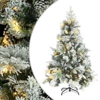 vidaXL Kerstboom met LED en dennenappels en sneeuw 150 cm PVC en PE - thumbnail