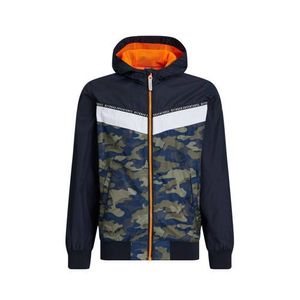 WE Fashion bomberjack zomer met camouflageprint en mesh donkerblauw/legergroen/oranje
