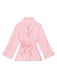 Dolce & Gabbana Kids blouse en soie à logo brodé - Rose