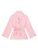 Dolce & Gabbana Kids blouse en soie à logo brodé - Rose