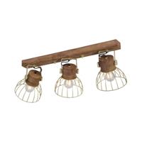 Just Light PlafondlampAlami bruin messing 3-lichts - 11488-60
