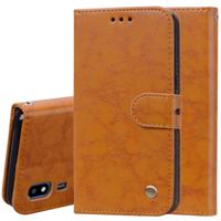 Business stijl olie Wax textuur horizontale Flip lederen case voor Galaxy a2 core met houder & kaartsleuven & portemonnee (bruin)