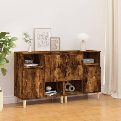 Dressoirs 2 st 60x35x70 cm bewerkt hout gerookt eikenkleurig