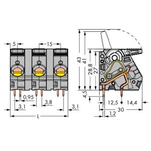 WAGO 2716-202 Veerkrachtklemblok 6.00 mm² Aantal polen 2 Grijs 50 stuk(s)