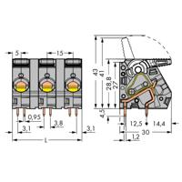 WAGO 2716-206 Veerkrachtklemblok 6.00 mm² Aantal polen 6 Grijs 15 stuk(s)