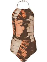 Ferragamo maillot de bain imprimé à dos-nu - Marron