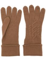 N.Peal gants en maille torsadée - Marron - thumbnail