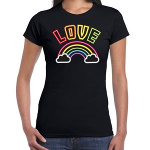 Bellatio Decorations Gay Pride shirt - love - regenboog - dames - zwart 2XL  -