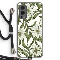 Wit bloemenpatroon: OnePlus Nord 2 5G Transparant Hoesje met koord