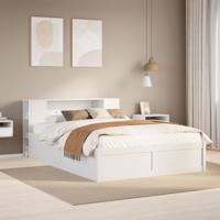 Bedframe zonder matras massief grenenhout wit 140x190 cm