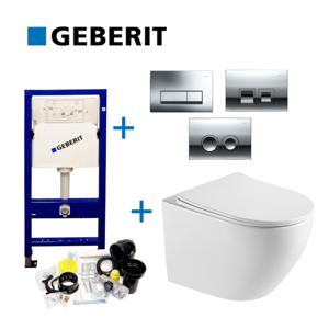 Geberit up100 Toiletset BWS Mudo | Randloos met Zitting | Mat Wit | Delta Drukplaat