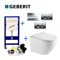 Geberit up100 Toiletset BWS Mudo | Randloos met Zitting | Mat Wit | Delta Drukplaat