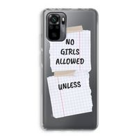 No Girls Allowed Unless: Xiaomi Redmi Note 10 Pro Transparant Hoesje