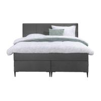Leen Bakker - Boxspring Liv Geblokt - 140x200 Cm - Slanke Poot - Stof/Velvet - Grijs