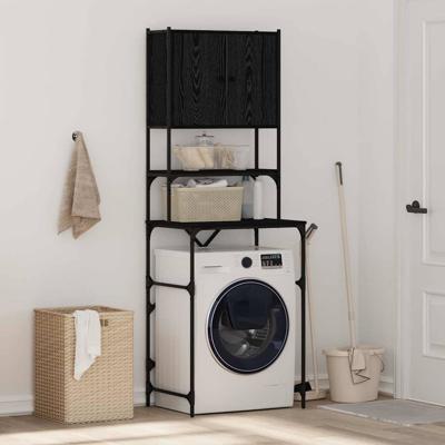 Wasmachinekast Zwart eiken 68 x 48,5 x 194 cm