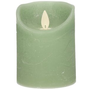 1x LED kaarsen/stompkaarsen jade groen met dansvlam 10 cm   -