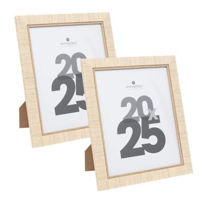 Atmosphera Fotolijstje - 2x - voor 20 x 25 cm foto - beige - mdf/glas - ornament frame 24.5 x 29.5 c