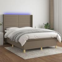 Boxspring met matras en LED stof taupe 140x190 cm