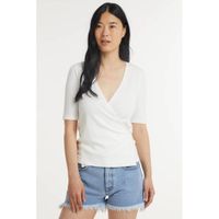 Catwalk Junkie ribgebreide overslag top Grace gebroken wit - thumbnail