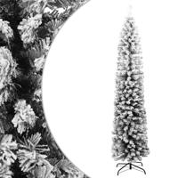 VidaXL Kunstkerstboom met sneeuw smal 210 cm pvc groen