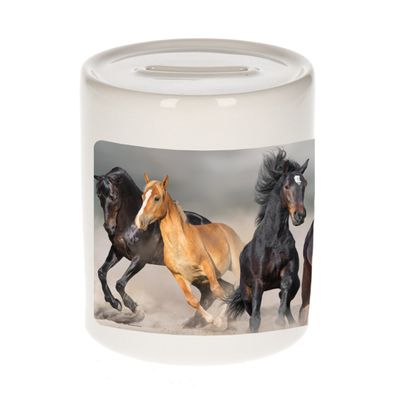 Dieren foto spaarpot paard 9 cm - paarden spaarpotten jongens en meisjes