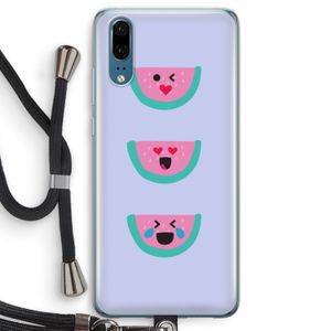 Smiley watermeloen: Huawei P20 Transparant Hoesje met koord