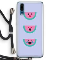 Smiley watermeloen: Huawei P20 Transparant Hoesje met koord
