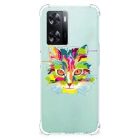 OPPO A57 | A57s | A77 4G Stevig Bumper Hoesje Cat Color - thumbnail