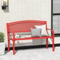128CM Metalen Patiobank Stevige Bank voor 2-3 Personen met Gebogen Armleuningen en Klassieke Rugleuning Zitplaats in Parkstijl