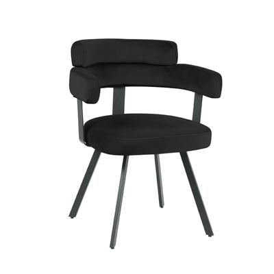 LABEL51 Eetkamerstoel Bardio - Zwart - Fluweel - Black Frame