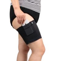 Vrouwen effen kleur siliconen of niet-wegglijdende dij sok Anti schuren elastische banden met kaart gsm zak grootte: 60-68cm (zwart)