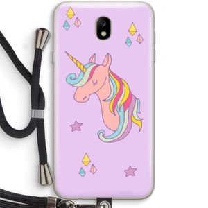 Roze eenhoorn: Samsung Galaxy J7 (2017) Transparant Hoesje met koord