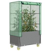 VidaXL Plantenbak verhoogd met hoes en wielen 80x50x182 cm rattanlook