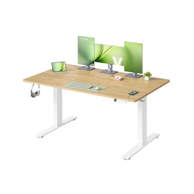 In Hoogte Verstelbaar Bureau met Usb Aansluiting, Goudeiken Kleuren / 140 x 80 cm