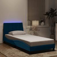 Bedframe met LED zonder matras "Hanko" fluweel blauw 90x200 cm