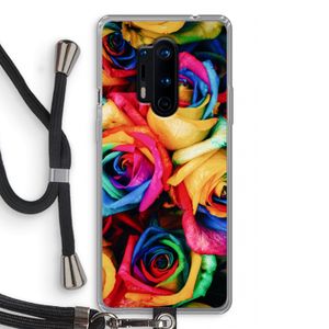 Neon bloemen: OnePlus 8 Pro Transparant Hoesje met koord