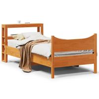 Bedframe met hoofdbord massief grenenhout wasbruin 75x190 cm