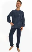 Outfitter Badstof heren pyjama - Dark stripe - Warme winter pyjama