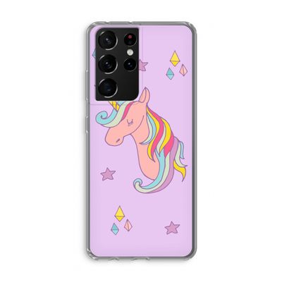 Roze eenhoorn: Samsung Galaxy S21 Ultra Transparant Hoesje