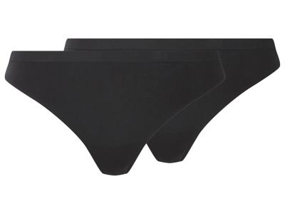 esmara Set van 2 dames strings (Zwart, XL (48/50))