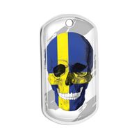 Identiteitsplaatje met doodshoofd met Zweedse vlag Aluminium Dog Tags