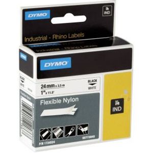Dymo Rhino Band IND. Nylon 24 mm x 3.5 m zwart op wit