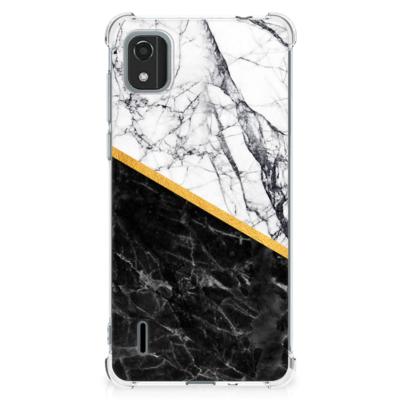 Nokia C2 2nd Edition Anti-Shock Hoesje Marmer Wit Zwart - Origineel Cadeau Man Nokia C2 2nd Edition Anti-Shock Hoesje Marmer Wit Zwart - Origineel Cadeau Man