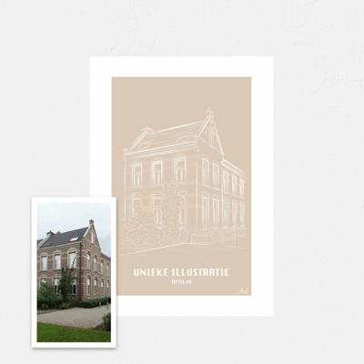Persoonlijke illustratie met kleur A4 Staand Zonder Lijst Sand