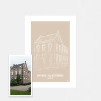 Persoonlijke illustratie met kleur A2 Staand Zonder Lijst Sand