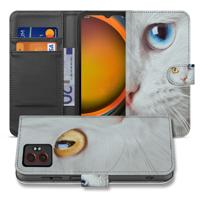 Samsung Galaxy Xcover 7 Pro | Bookcase | Hoesje Met Witte Kat Dierenprint Voor Optimale Bescherming | Portemonnee hoesje