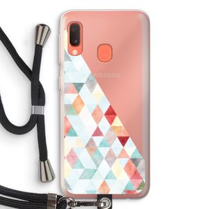 Gekleurde driehoekjes pastel: Samsung Galaxy A20e Transparant Hoesje met koord