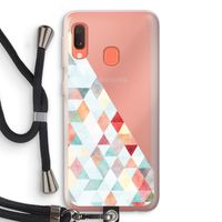 Gekleurde driehoekjes pastel: Samsung Galaxy A20e Transparant Hoesje met koord